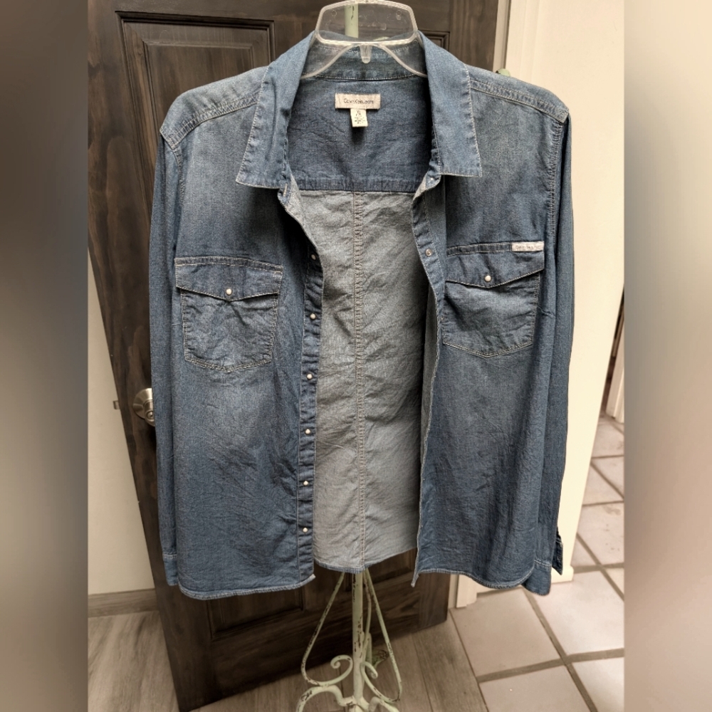 Calvin Klein Denim Blue Button-Up